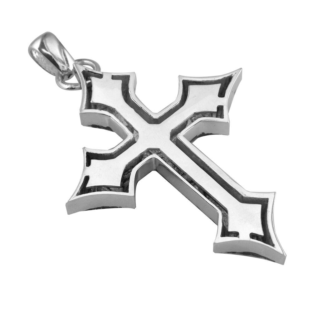 Huge Stone Cross Charm, 64mm in Sterling Silver