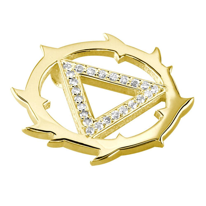Tribal Look Cubic Zirconia AA Alcoholics Anonymous Sobriety Pendant in 14K Yellow Gold
