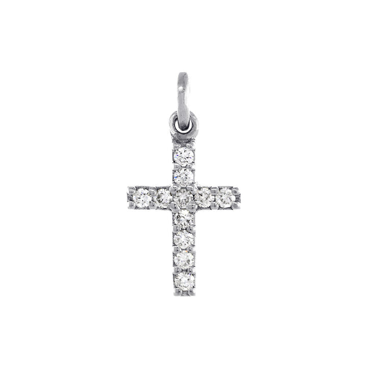 Small Diamond Cross Charm, 0.11CT in 14K White Gold
