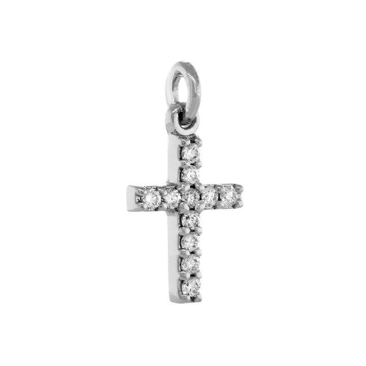 Small Diamond Cross Charm, 0.11CT in 14K White Gold