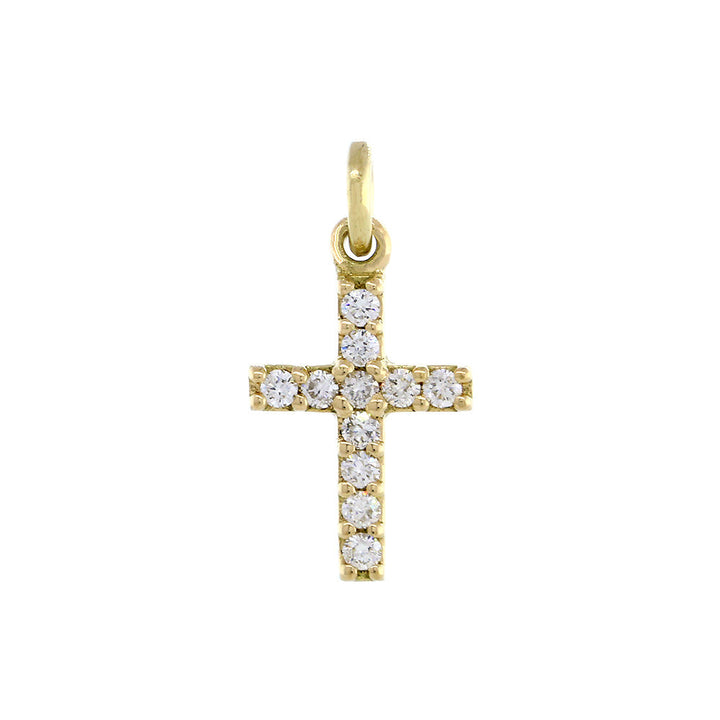 Small Diamond Cross Charm, 0.11CT in 14K Yellow Gold