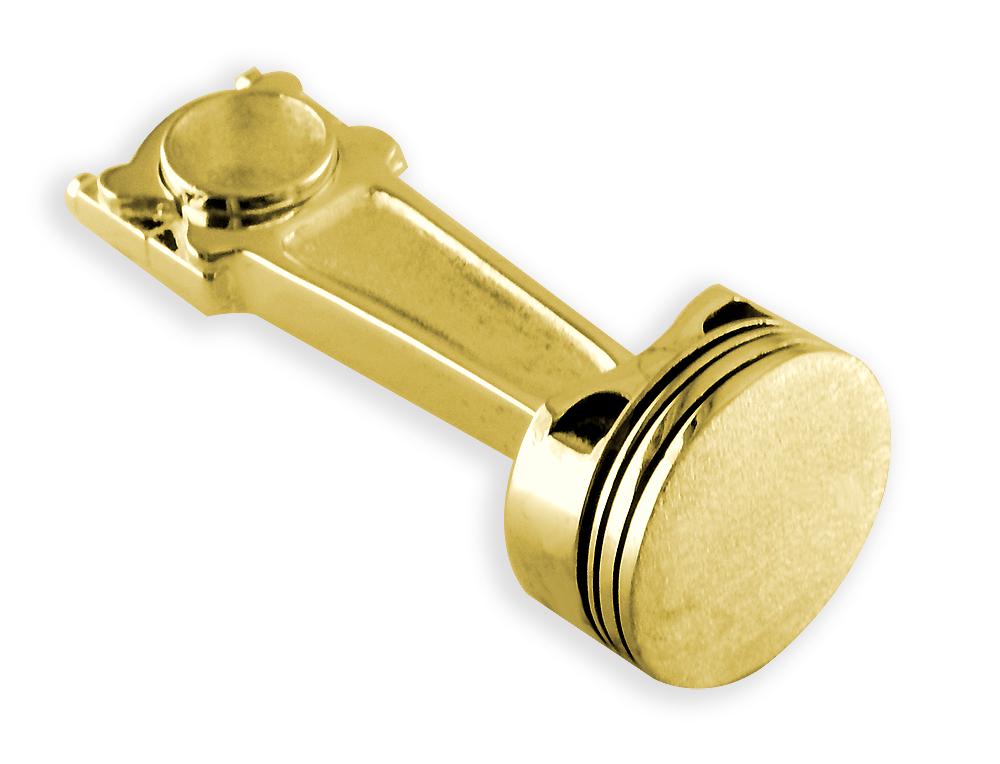 Large Solid Movable Engine Piston Pendant in 14K Yellow Gold