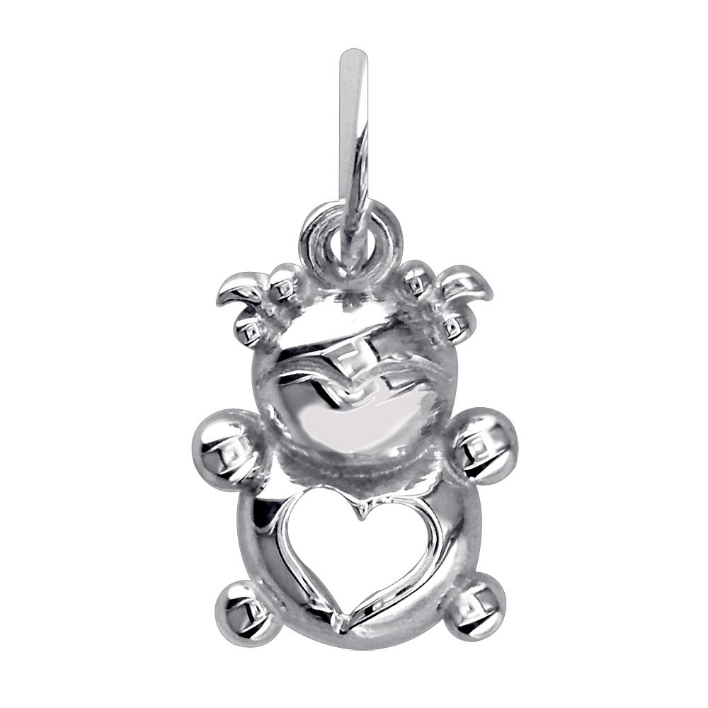 Mini Baby Girl Charm in 14K White Gold