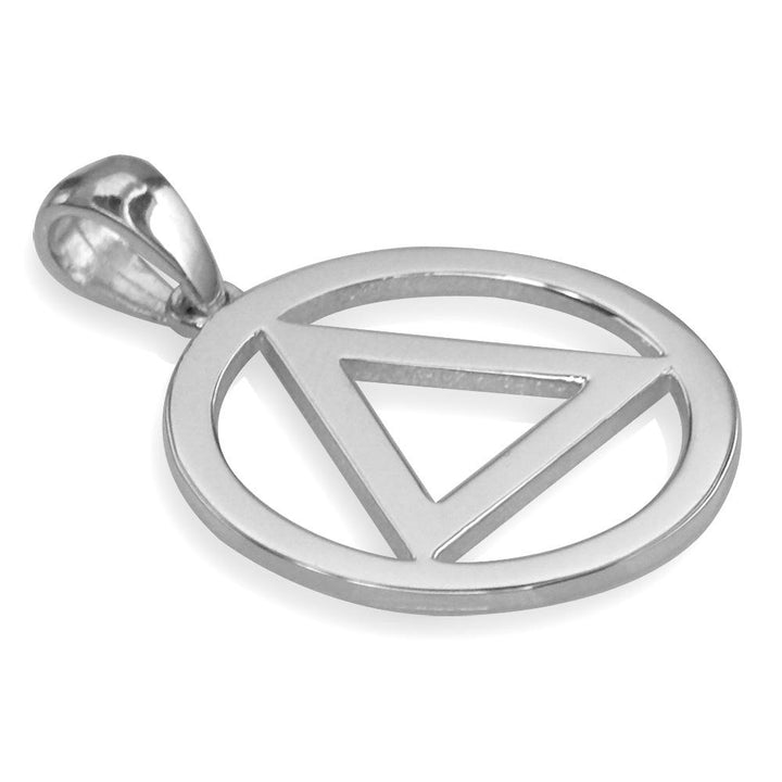 Medium AA Sobriety Charm in 14K White Gold
