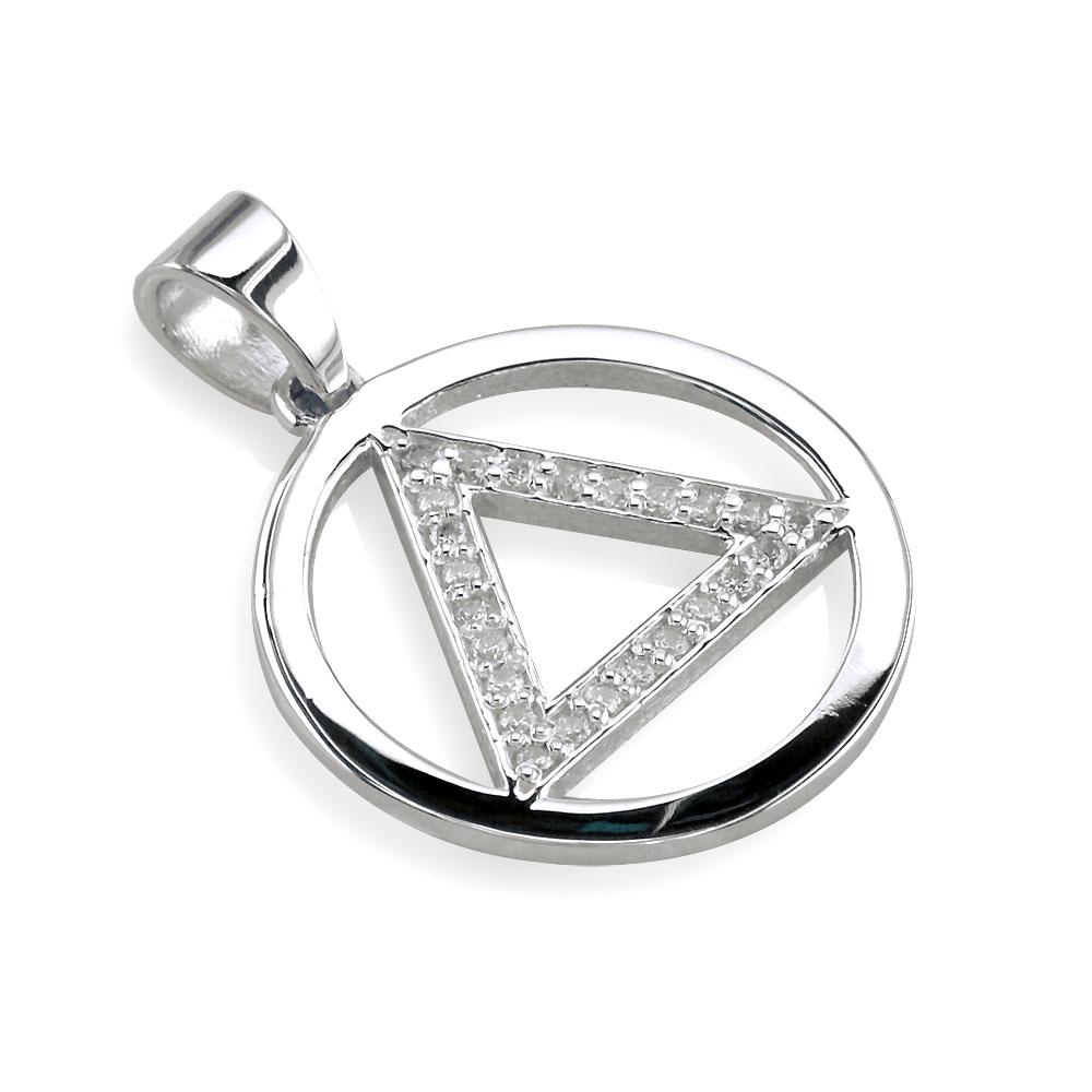 Aa Chain Cubic Zirconia AA Alcoholics Anonymous Sobriety Pendant in Sterling Si ...