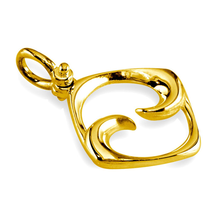 Small Diamond Shape Maori Koru New Beginnings Charm with Two Curls in 14k Yellow Gold