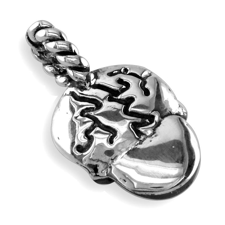 Skull Charm with Black Detail, 14mm in Sterling Silver
