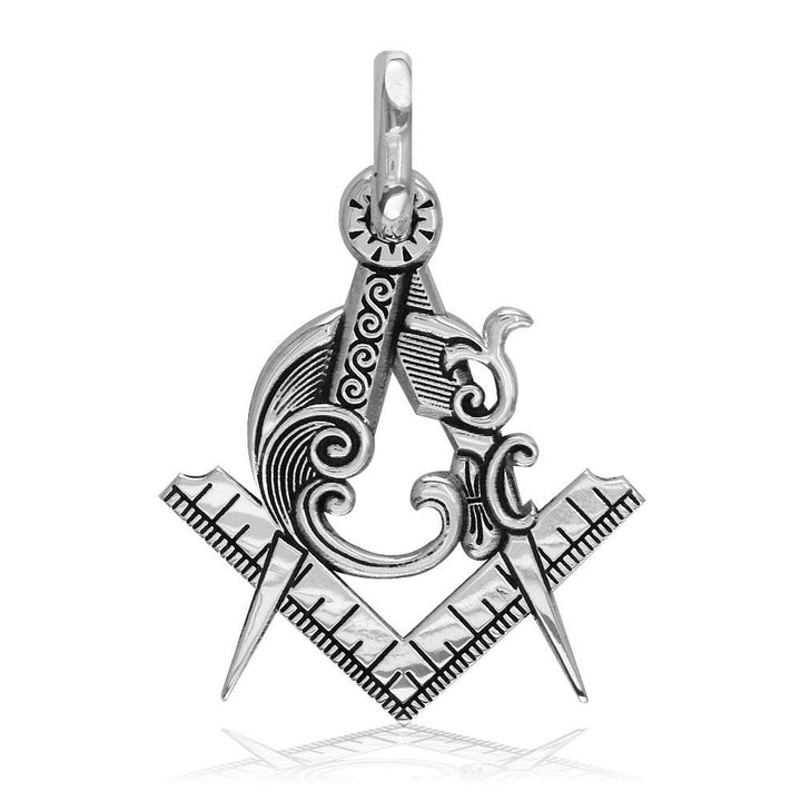 Large Masonic Charm in 14k White Gold