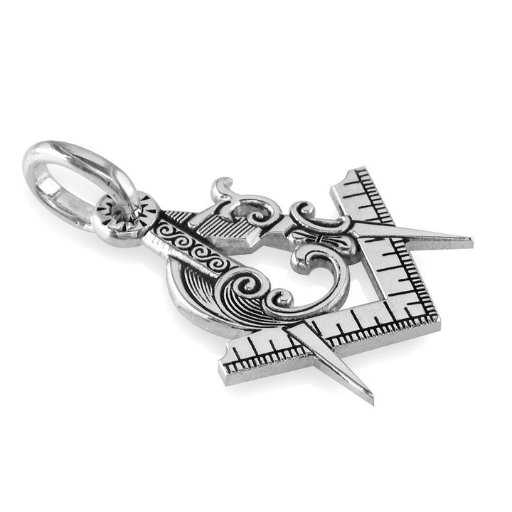 Large Masonic Charm in 14k White Gold