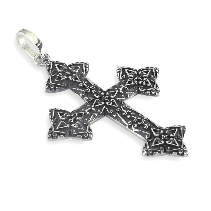 Extra Large Cross Charm with Black, 40mm with in Sterling Silver