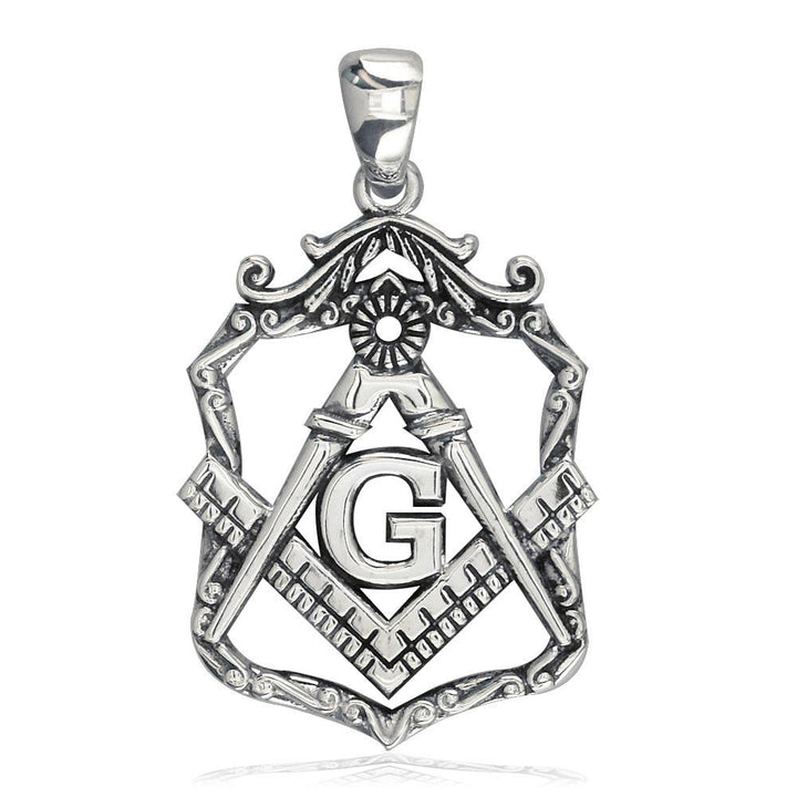 Large Open Masonic Initial G Charm in Sterling Silver