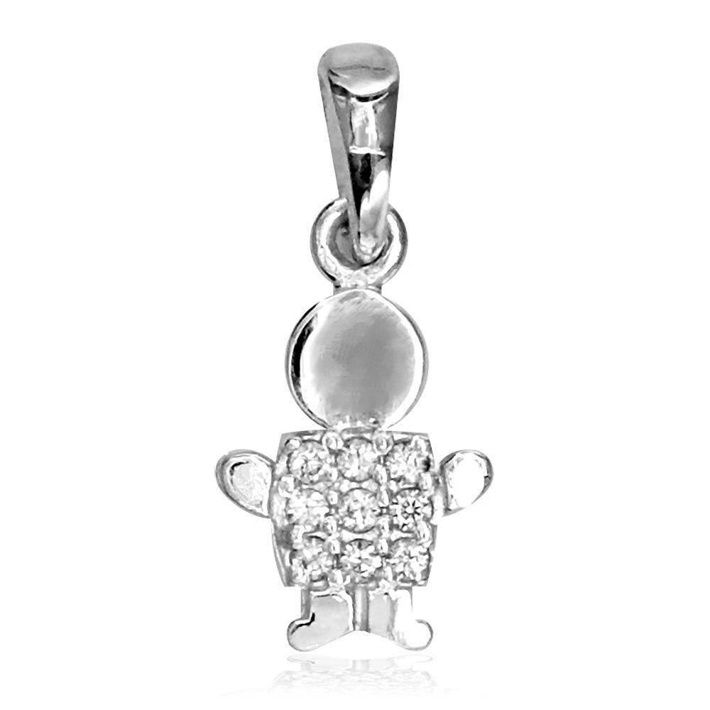 Mini Sterling Silver and Cubic Zirconia Sziro Boy Charm