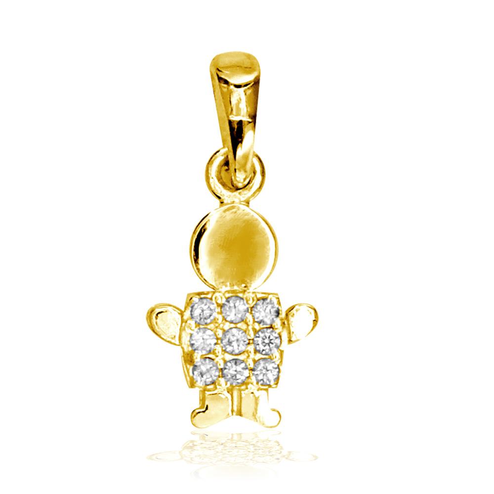 Mini Diamond Sziro Boy Charm for Mom, Grandma in 14k Yellow Gold