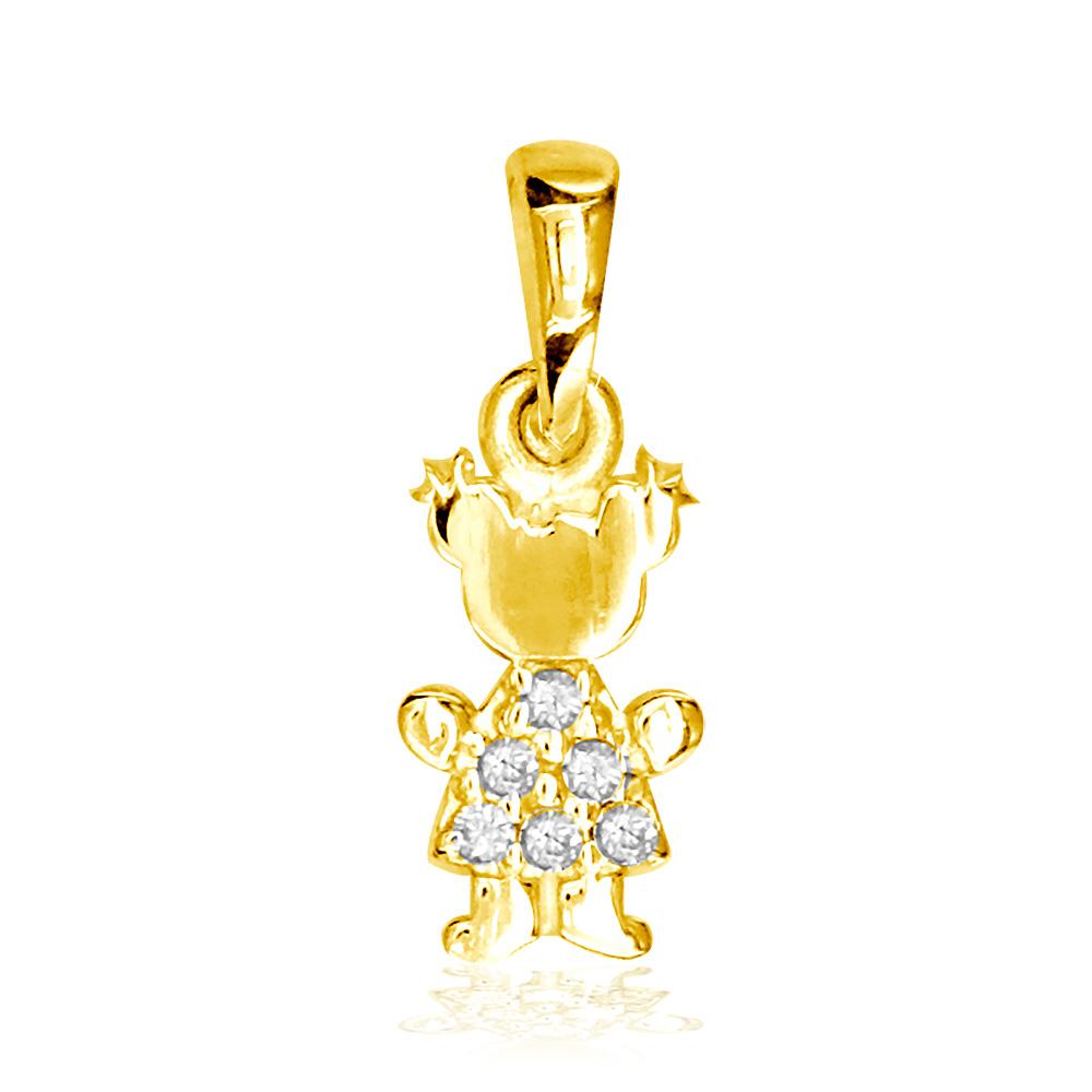 Mini Diamond Sziro Girl Charm for Mom, Grandma in 14k Yellow Gold