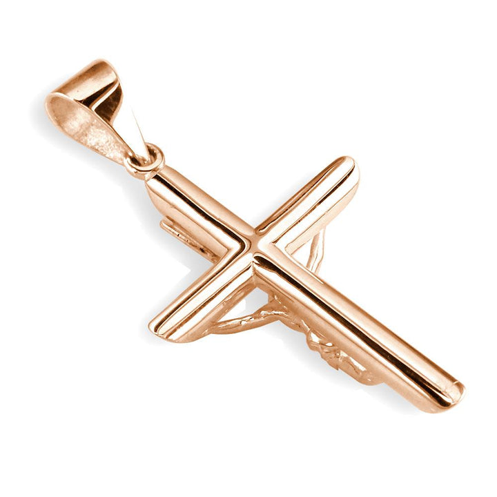 40mm Inri Jesus Crucifix Cross Charm in 14K Pink, Rose Gold