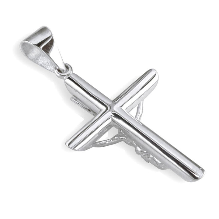 40mm Inri Jesus Crucifix Cross Charm in 18K white gold
