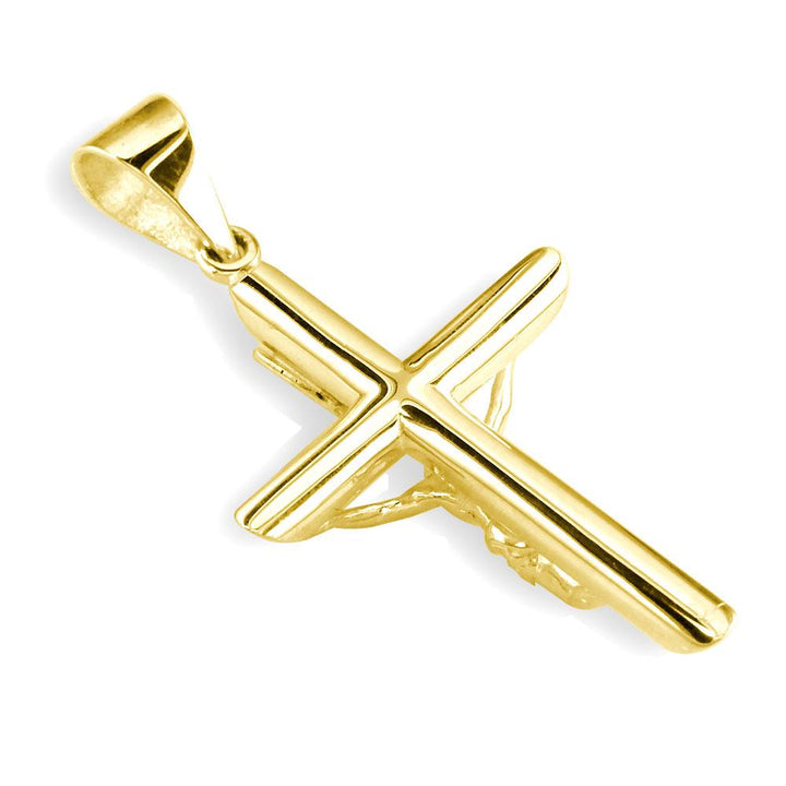 40mm Inri Jesus Crucifix Cross Charm in 14K Yellow Gold