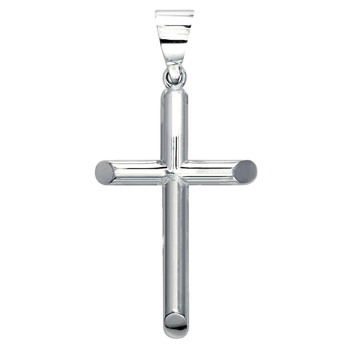 40mm Solid Barrel Cross Charm in 18K white gold