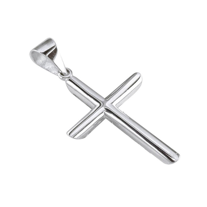40mm Extra Large Solid Barrel Cross Charm in Sterling Silver