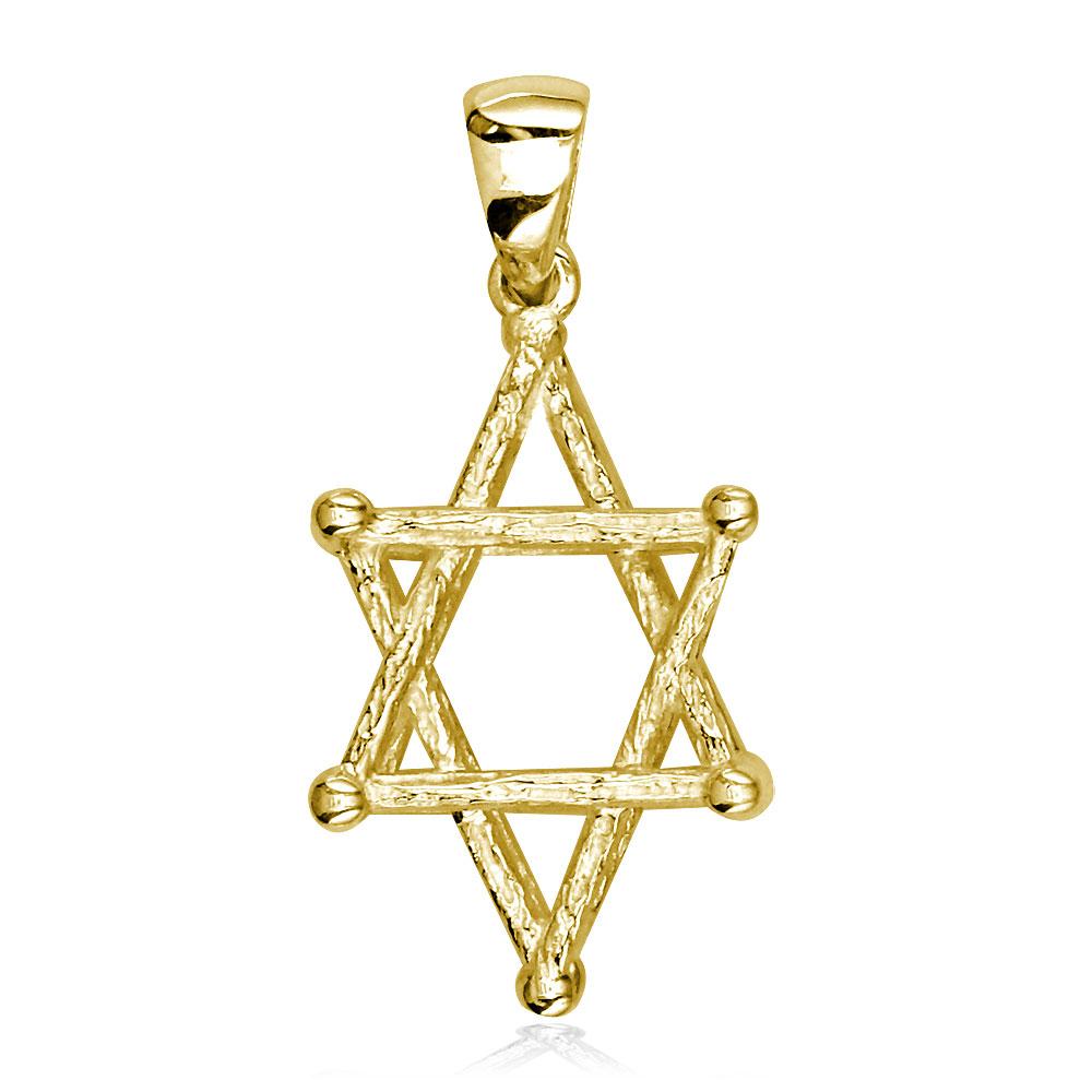 3D Star of David, Jewish Star Cage, Box Charm in 14K Yellow Gold