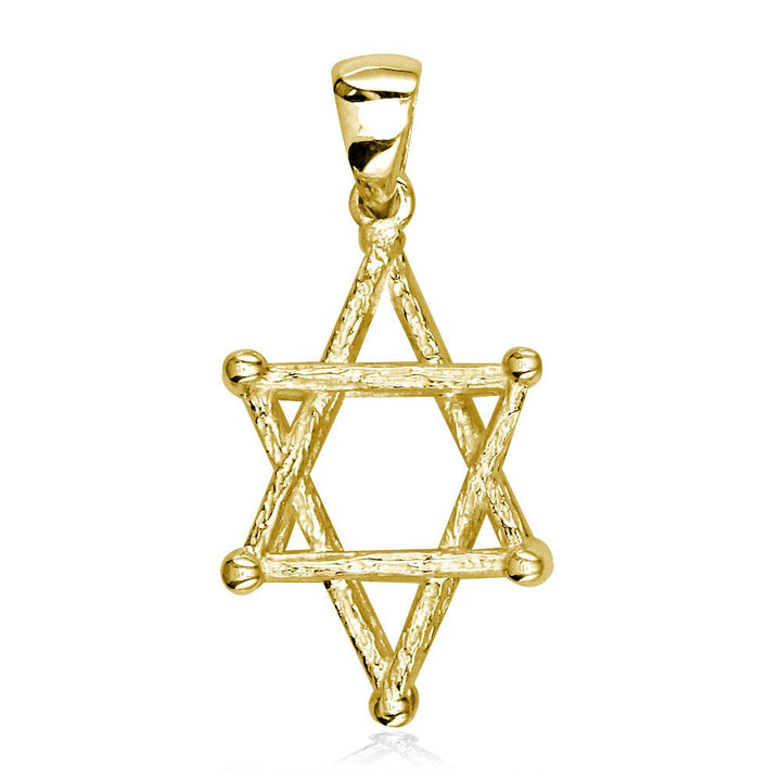 3D Star of David, Jewish Star Cage, Box Charm in 14K Yellow Gold