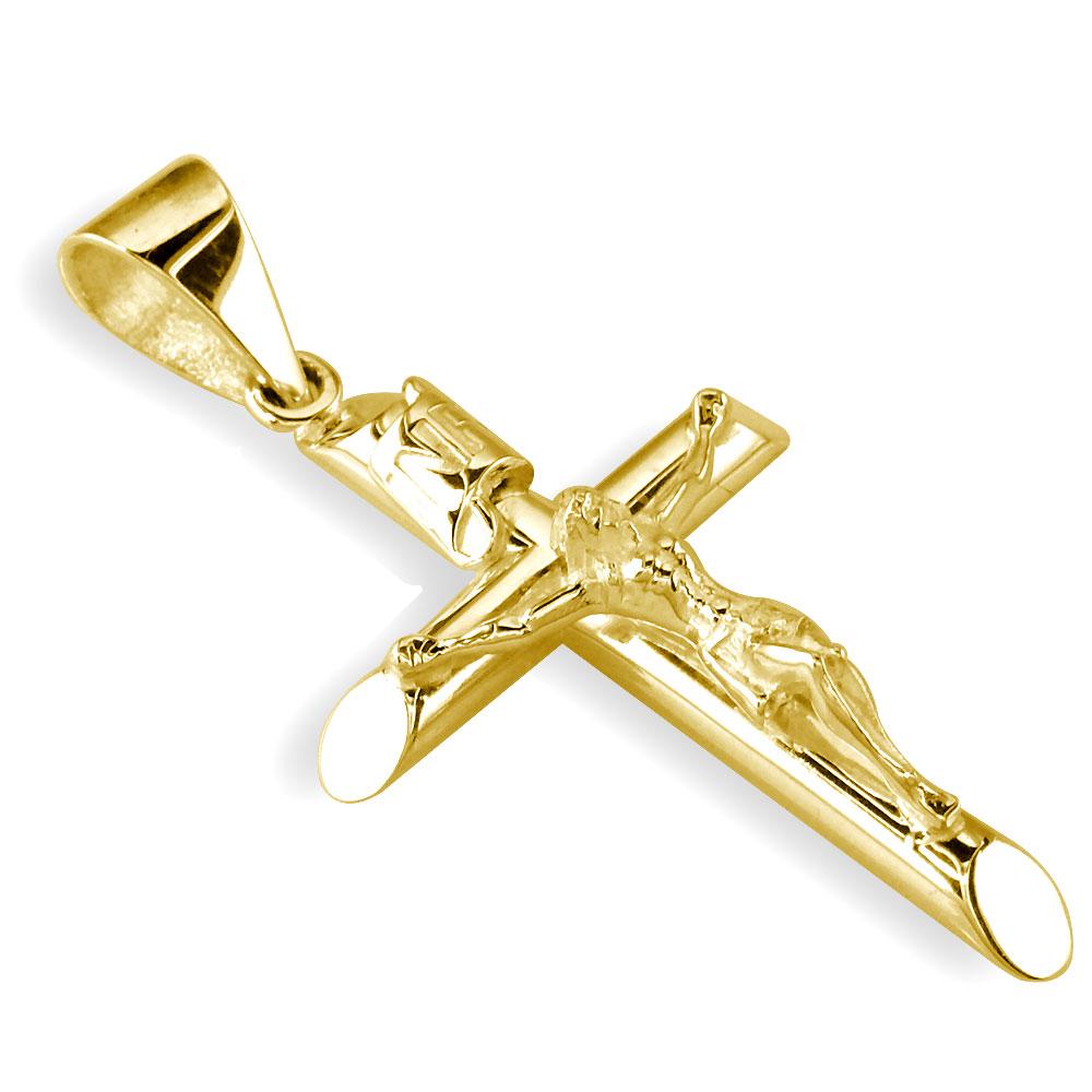 36mm Inri Jesus Crucifix Cross Charm in 18K yellow gold