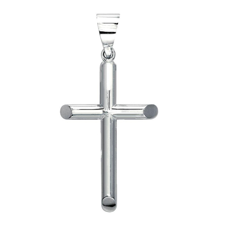 36mm Solid Barrel Cross Charm in 18K white gold