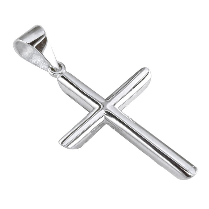 36mm Solid Barrel Cross Charm in 18K white gold