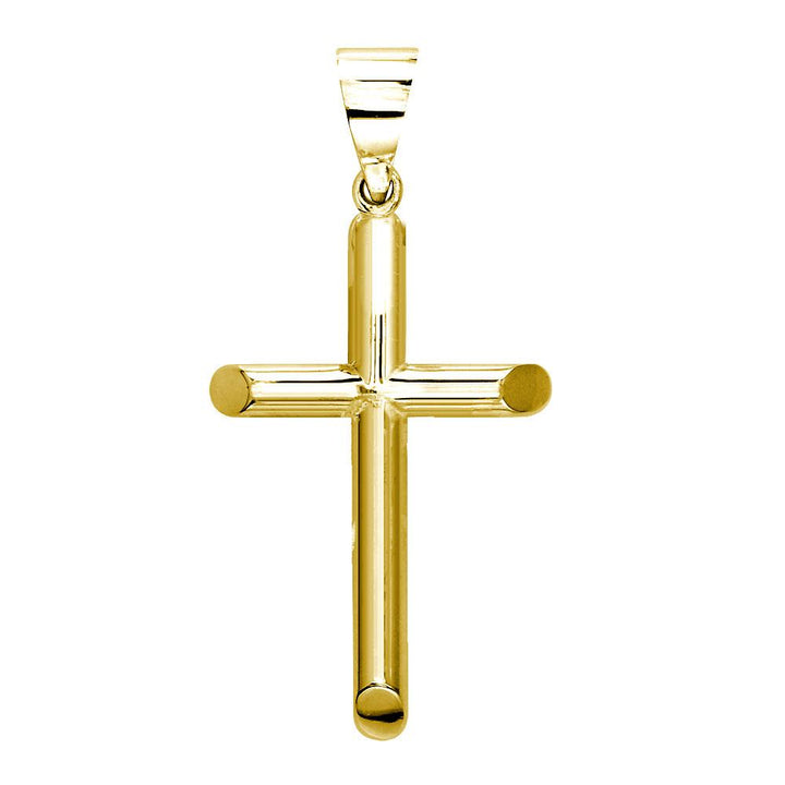 36mm Solid Barrel Cross Charm in 14K Yellow Gold