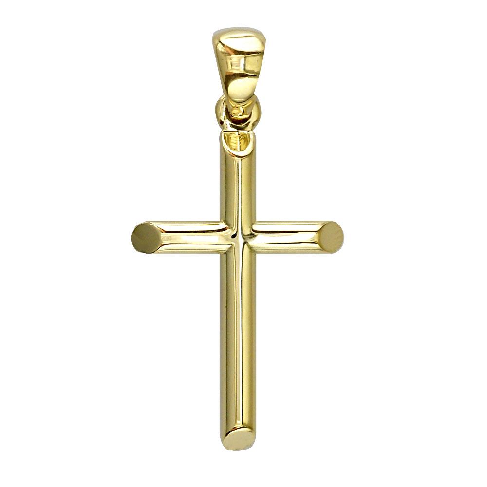 Smaller Size Barrel Cross Charm, 27mm in 18K yellow gold