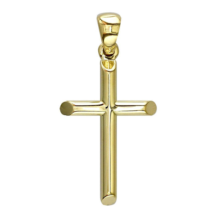 Smaller Size Barrel Cross Charm, 27mm in 18K yellow gold