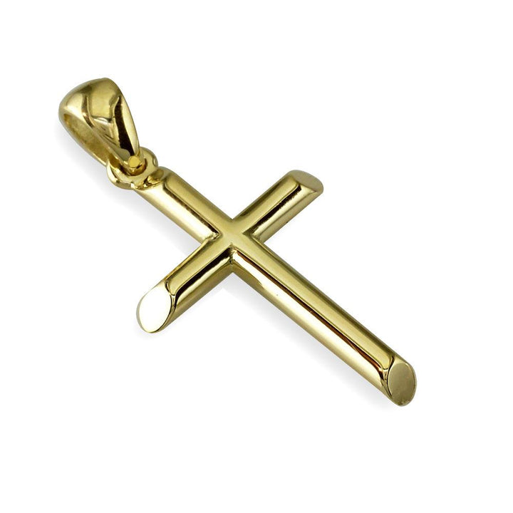Smaller Size Barrel Cross Charm, 27mm in 18K yellow gold