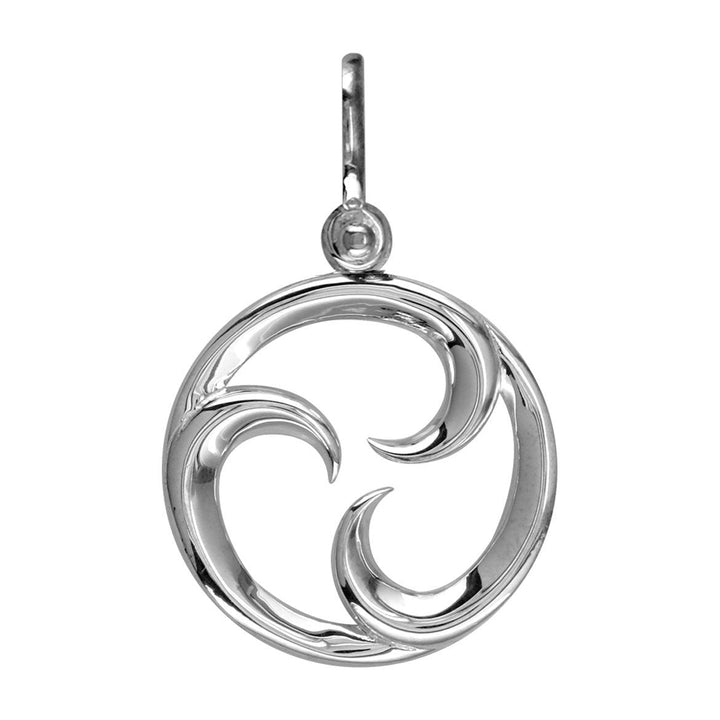 Small Circle Maori Tri Koru New Beginnings Charm with Three Curls in 14k White Gold