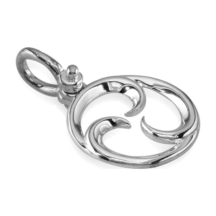 Small Circle Maori Tri Koru New Beginnings Charm with Three Curls in 14k White Gold