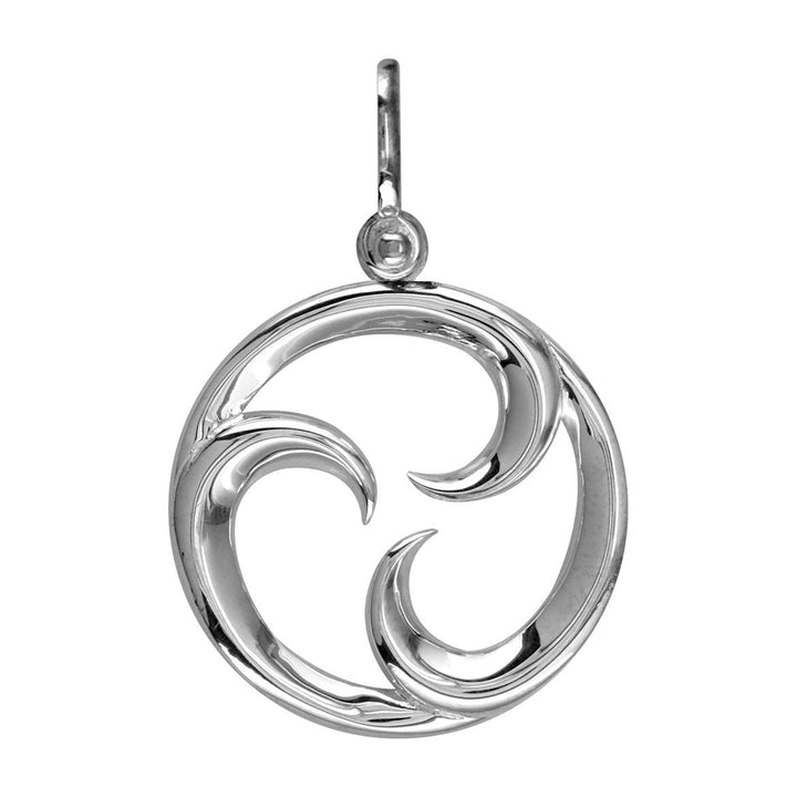 Medium Circle Maori Tri Koru New Beginnings Charm with Three Curls in Sterling Silver