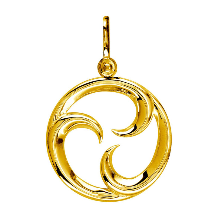 Medium Circle Maori Tri Koru New Beginnings Charm with Three Curls in 14k Yellow Gold