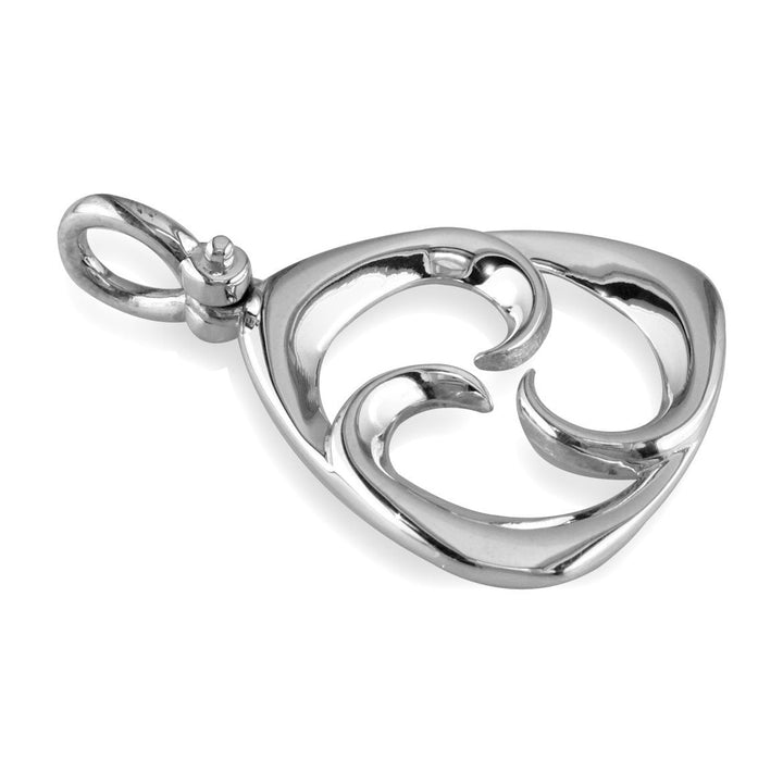 Small Triangle Shape Maori Tri Koru New Beginnings Charm with Three Curls in 14k White Gold