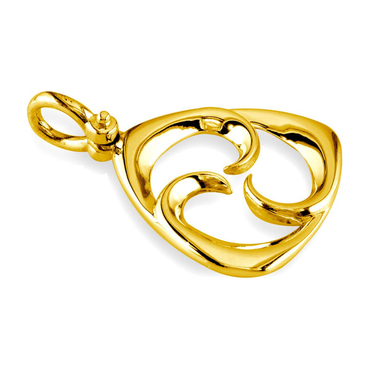 Medium Triangle Shape Maori Tri Koru New Beginnings Charm with Three Curls in 14k Yellow Gold