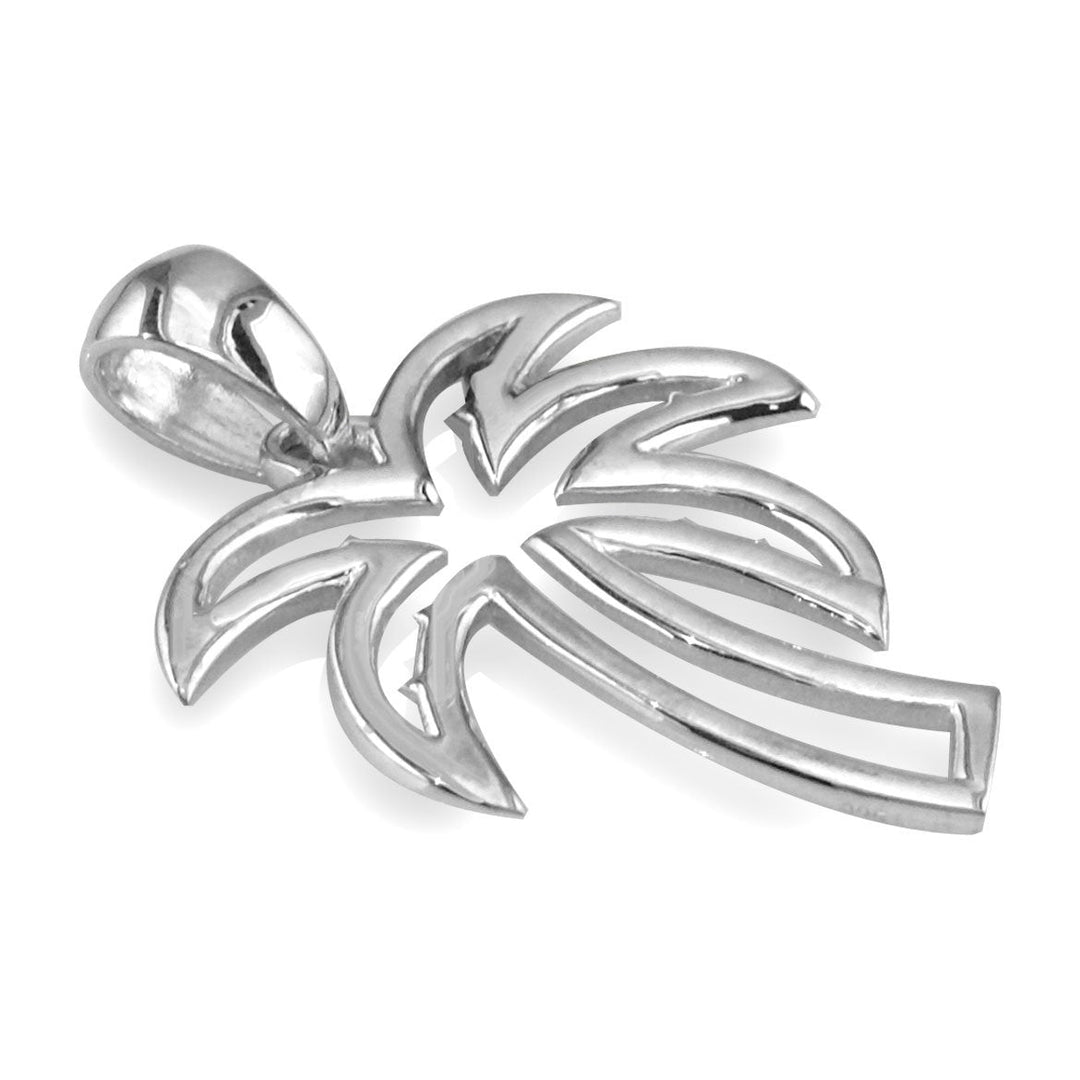 Medium Open Contemporary Palm Tree Charm in Sterling Silver