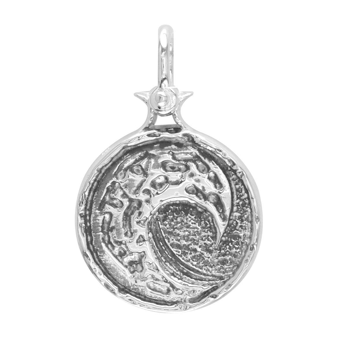 Solid Wave Charm with Black in Sterling Silver