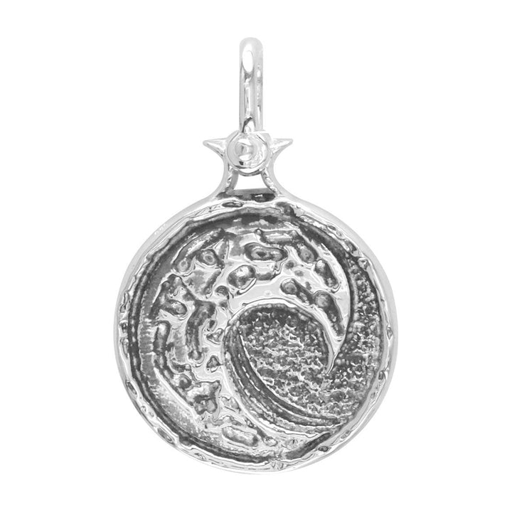 Solid Wave Charm with Black in Sterling Silver