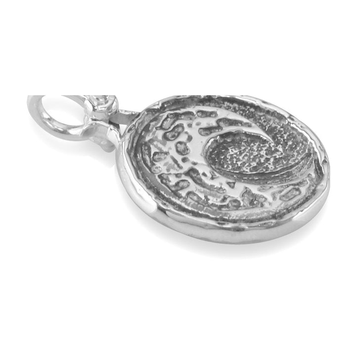 Solid Wave Charm with Black in Sterling Silver