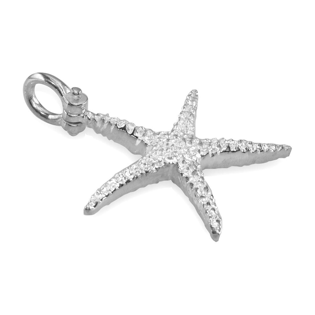 Large Thin Starfish Charm in 14K White Gold