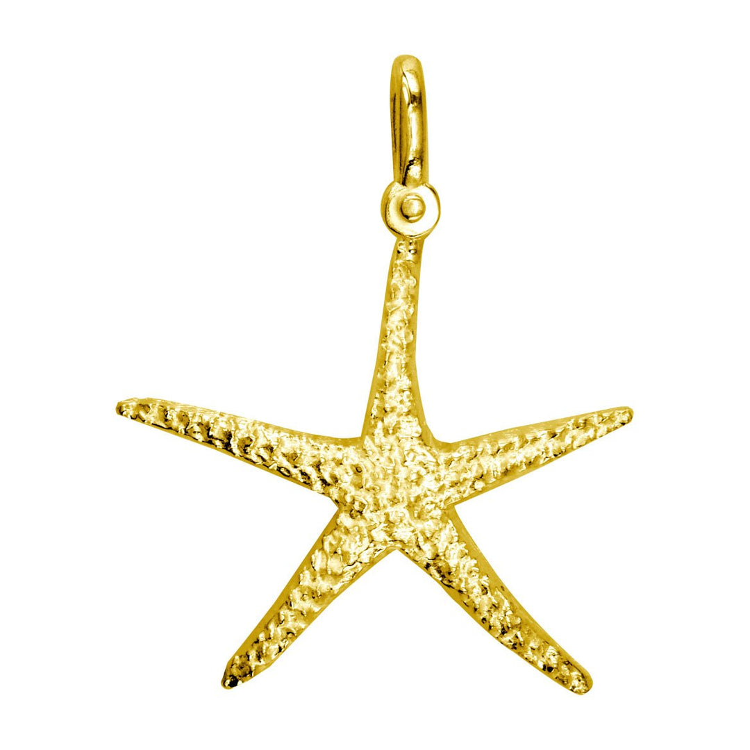 Large Thin Starfish Charm in 14K Yellow Gold
