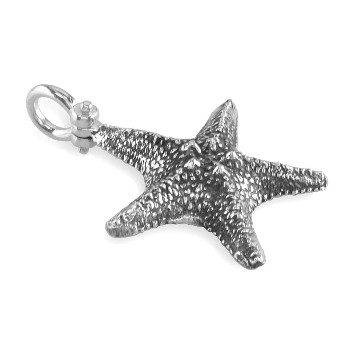 Large Cushion Sea Star Charm in Sterling Silver with Black