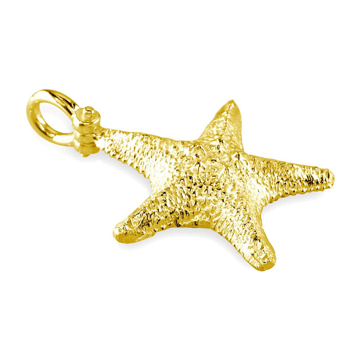 Large Cushion Sea Star Charm in 14K Yellow Gold