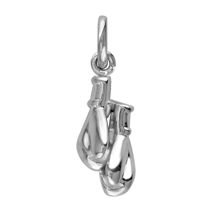 Solid Boxing Gloves Charm with Two Gloves in 14k White Gold