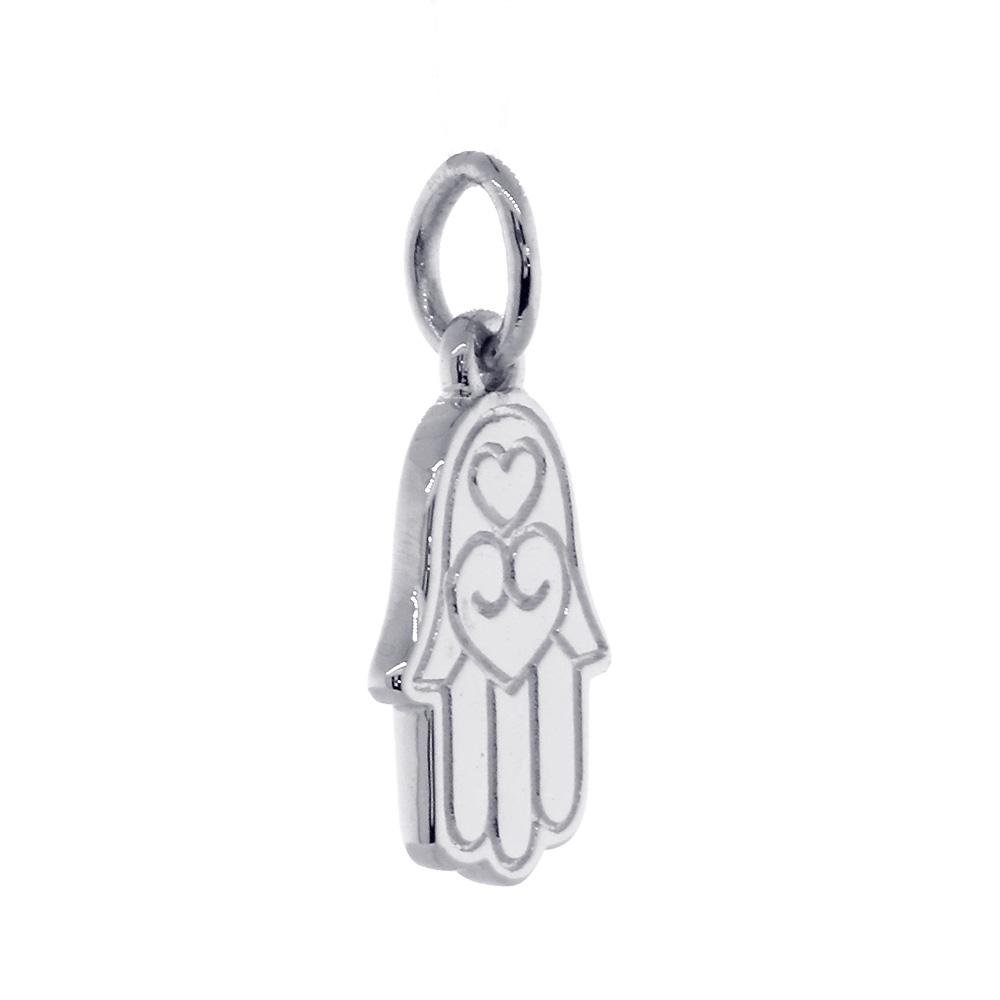 Double-sided Mini Hamsa, Hand of God Charm in Sterling Silver