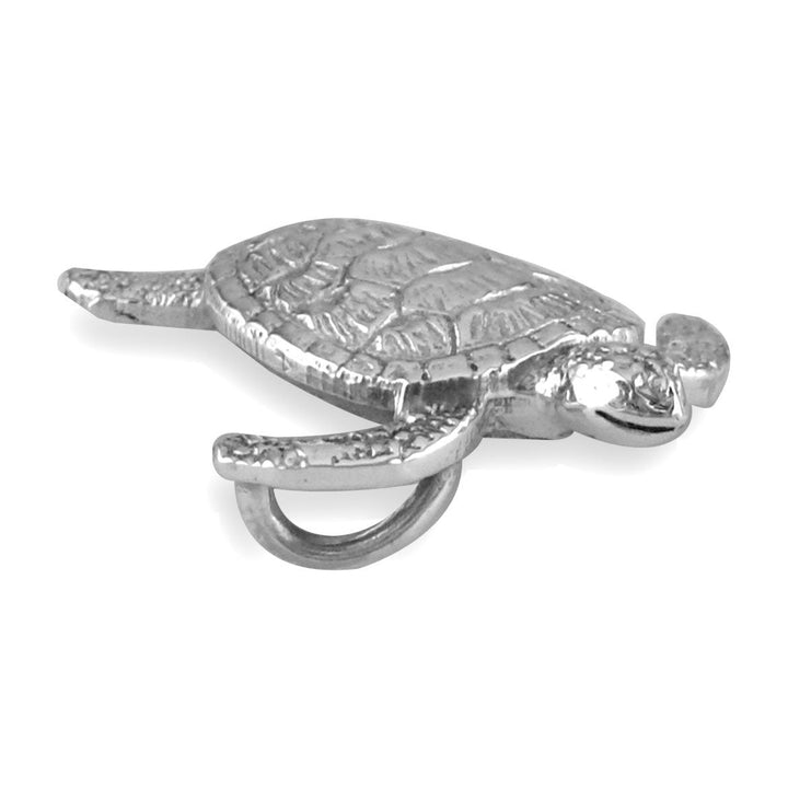 3D Sea Turtle Charm in 14K White Gold