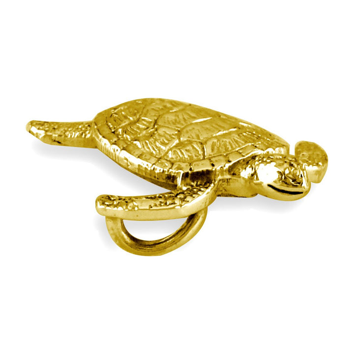 3D Sea Turtle Charm in 14K Yellow Gold
